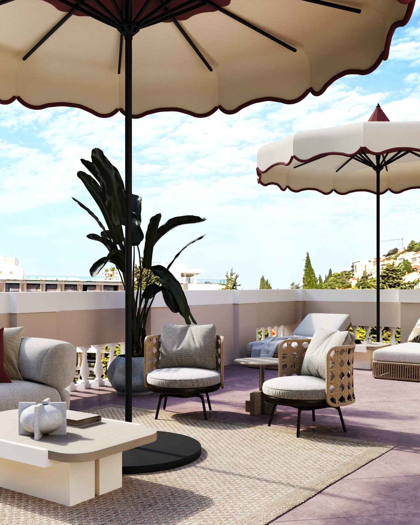 Magnolia Deluxe Terrace Suite — sun-drenched private terrace overlooking the garden